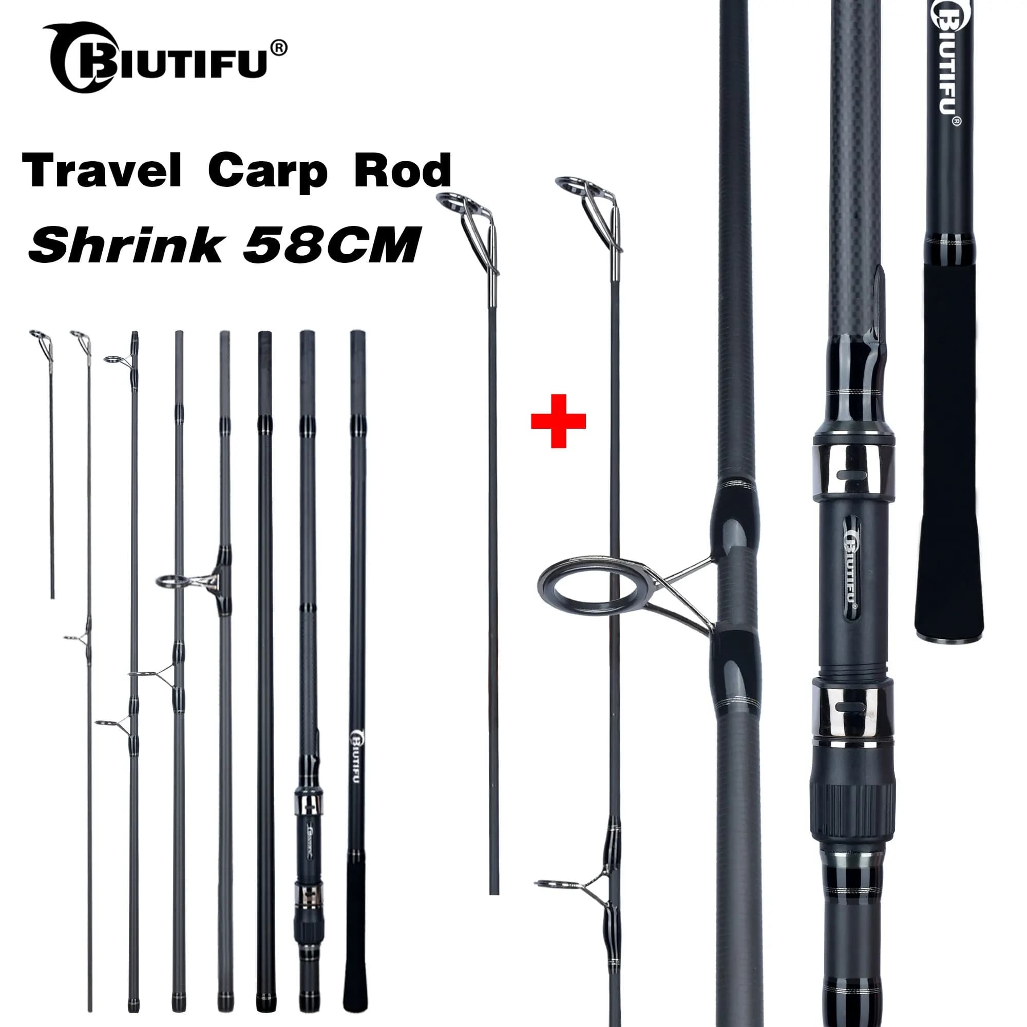 Canne BIUTIFU 2Tips Carp Fishing Rod 3.5lb Carbone 30t pour pêche à la carpe en shore casting