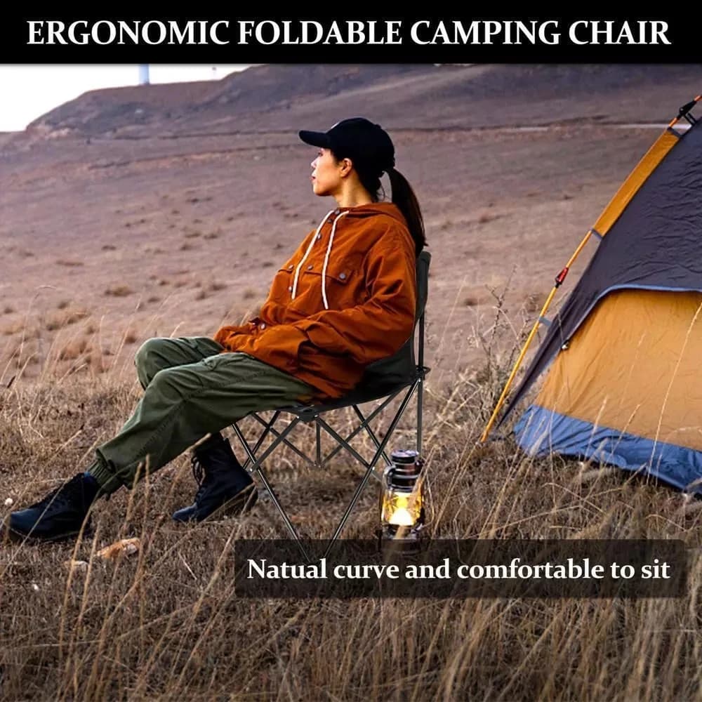 Chaise de camping pliable avec poche latérale pour pêche plage et pique-nique en oxford