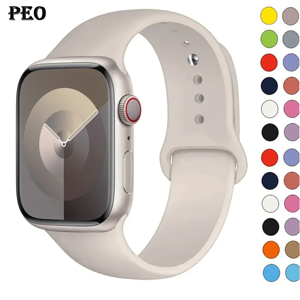 Bracelet silicone pour Apple Watch - Compatible tous modèles, résistant eau et sel pour pêcheurs