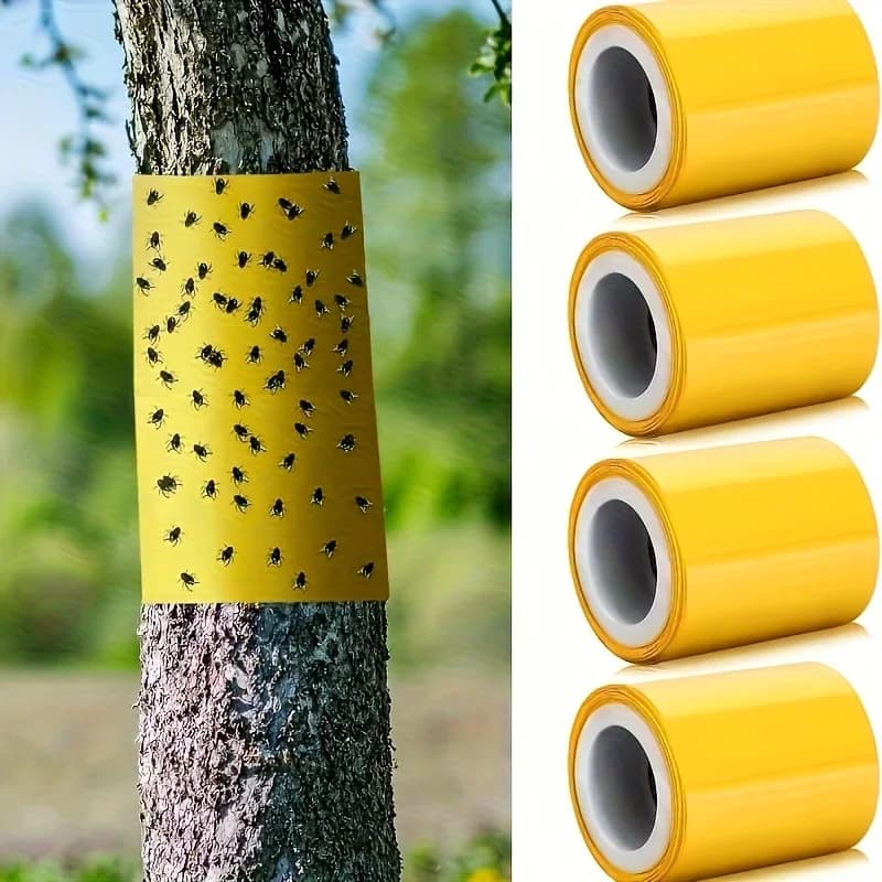 Ruban adhésif double face jaune anti-insectes 5m pour protéger équipement pêche et camping des nuisibles