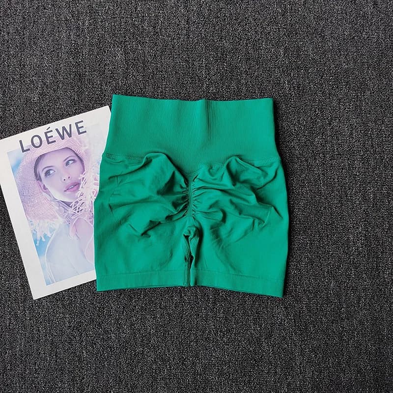 Shorts de yoga femme couleur pêche 3 croisements - Haute taille effet gainant pour running et sport