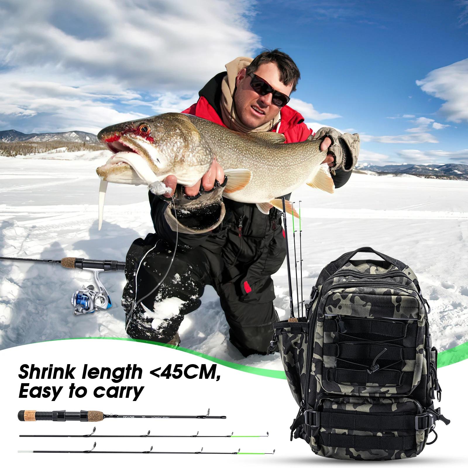 Canne glace GOTURE 32" double scion M+MH pour pêche hivernale carpe et poissons blancs ultralégère
