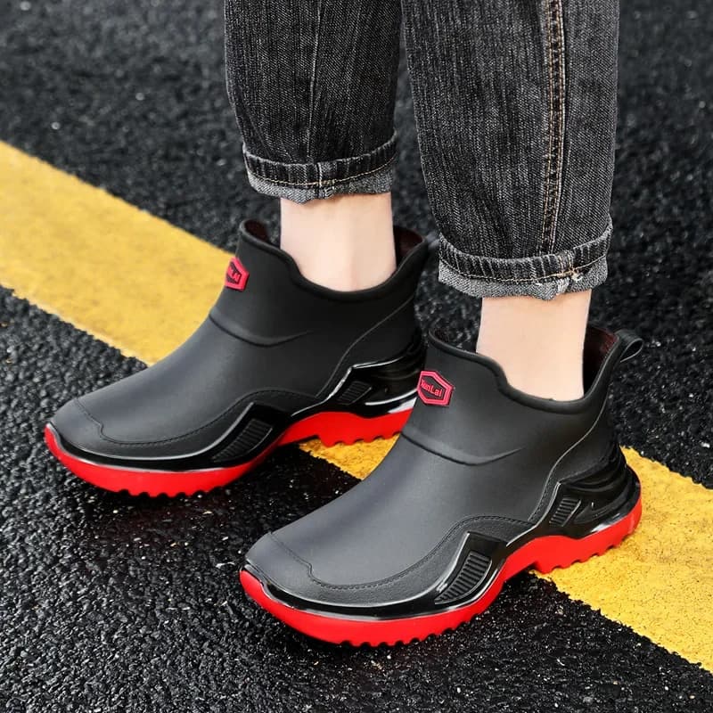 Bottes de pluie militaires vertes hommes sport courtes épaisses antidérapantes pêche EVA semelle