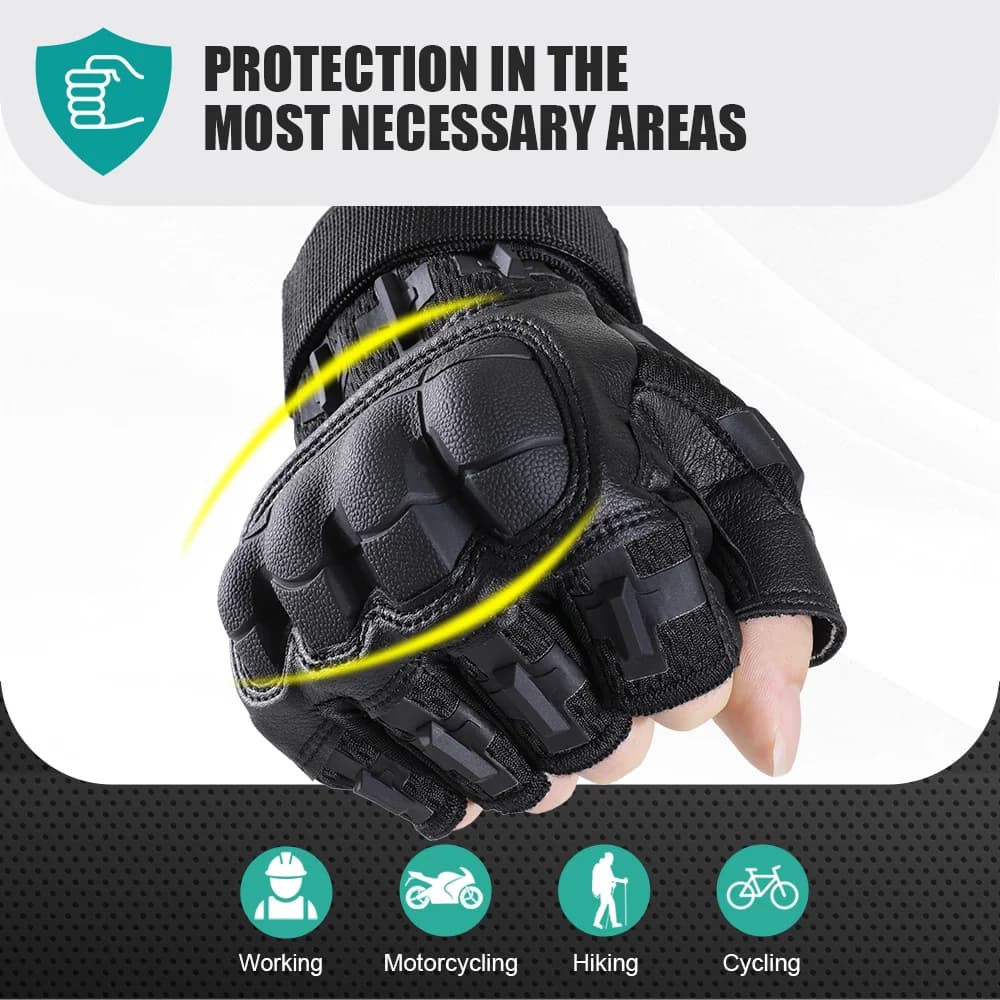 Gants tactiques sans doigts coque dure sports paintball airsoft pêche chasse vélo anti-dérapage