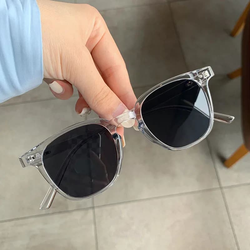 Lunettes de soleil vintage luxe pour femmes et hommes - Cadre carré et rond petit - Protection UV classique