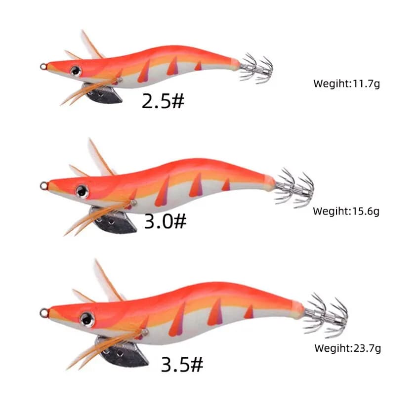 Leurre dur pêche crevettes lumineux 10 pièces - Appât wobbleur calmar pieuvre yeux 3D avec sac de transport