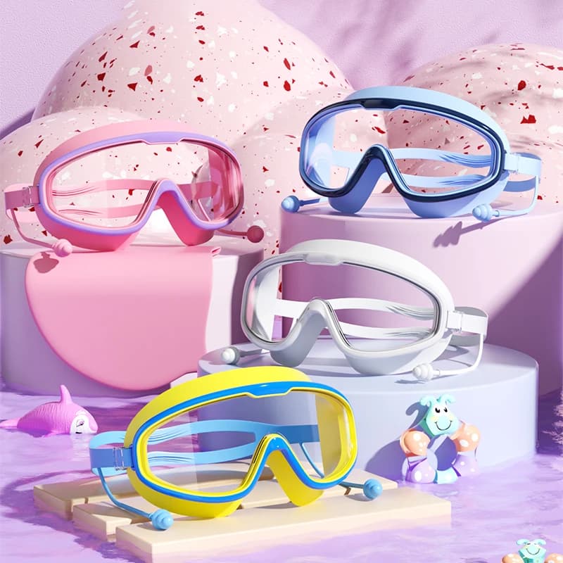 Lunettes de natation enfants grand cadre HD anti-buée étanches - Multi-couleurs garçons filles piscine