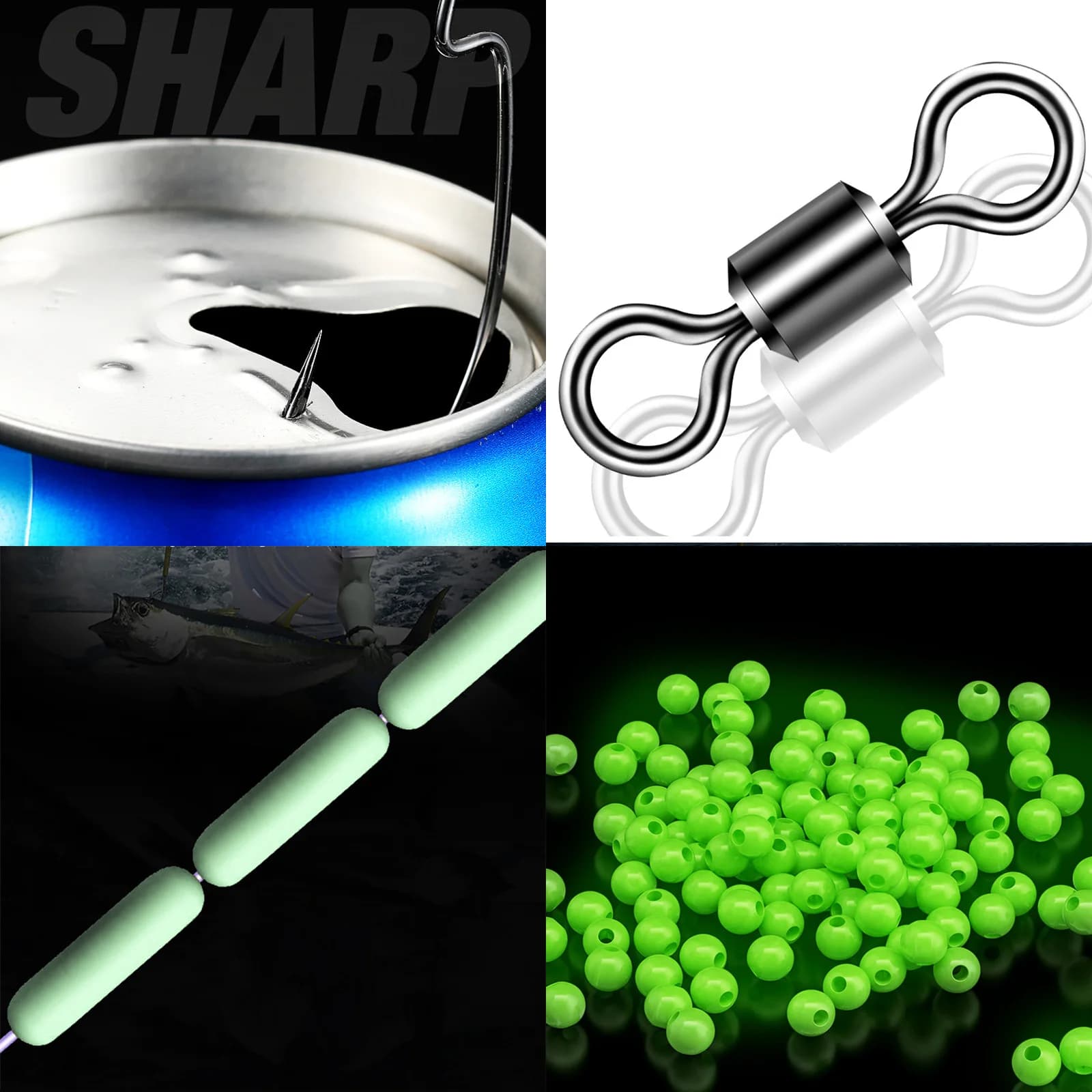 Set 5 montages dropshot texas rig - leurres souples cuillères VIB lumineuses hameçons pêche précise