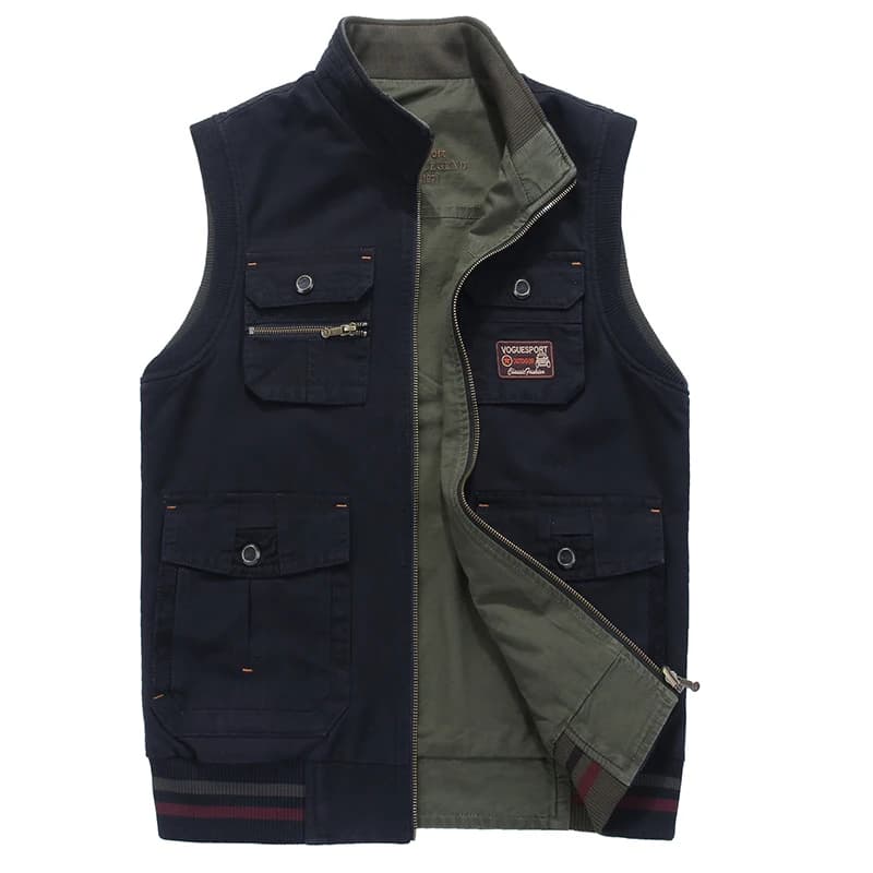 Veste sans manches homme automne coton casual multi-poches photographe grande taille 8XL