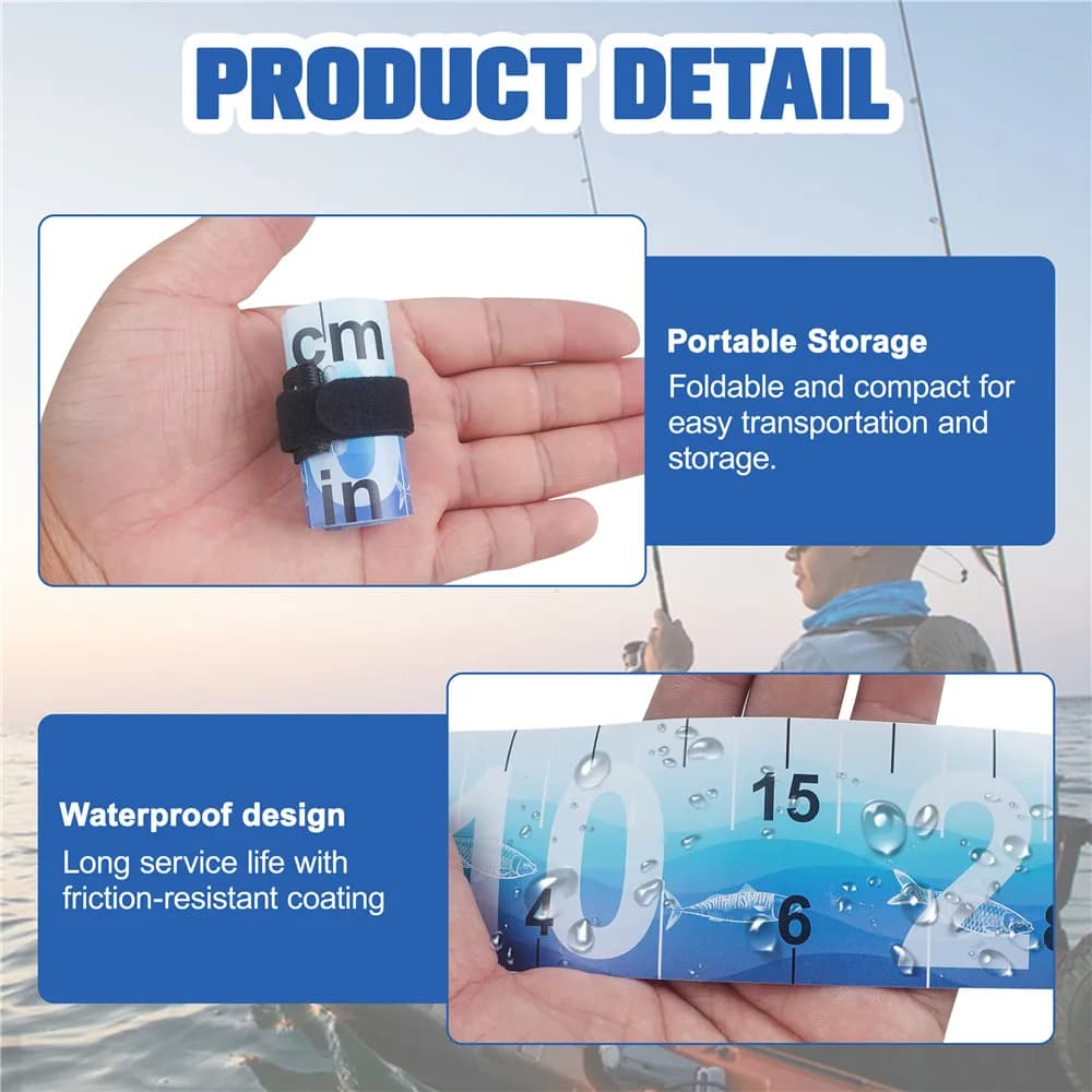 2 règles à poissons 90cm pour kayak et bateau - Mètre ruban pêche mesure poissons accessoires