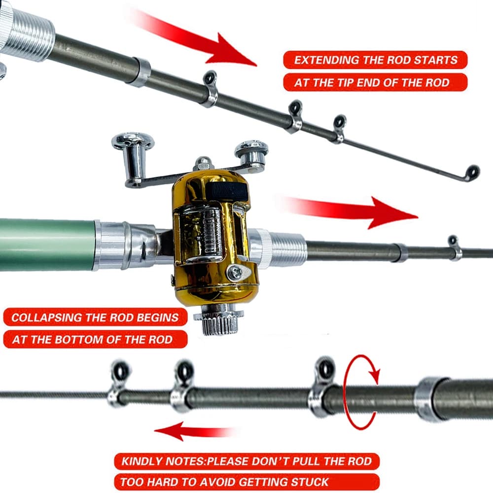 Combo canne télescopique + moulinet pocket pen fishing rod - set compact voyage pêche nomade