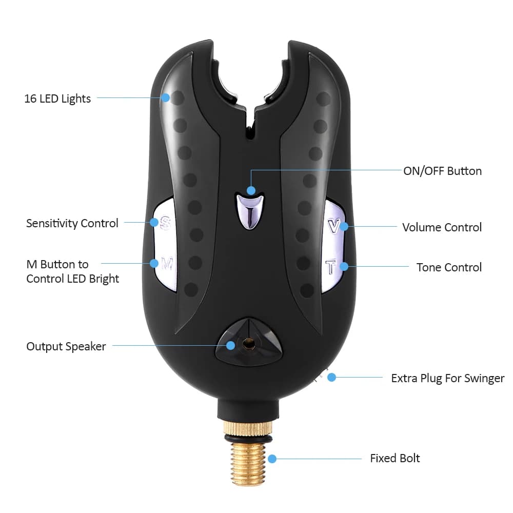 Alarme pêche numérique sans fil Coonor avec récepteur, alerte sonore et indicateur LED - kit complet accessoires