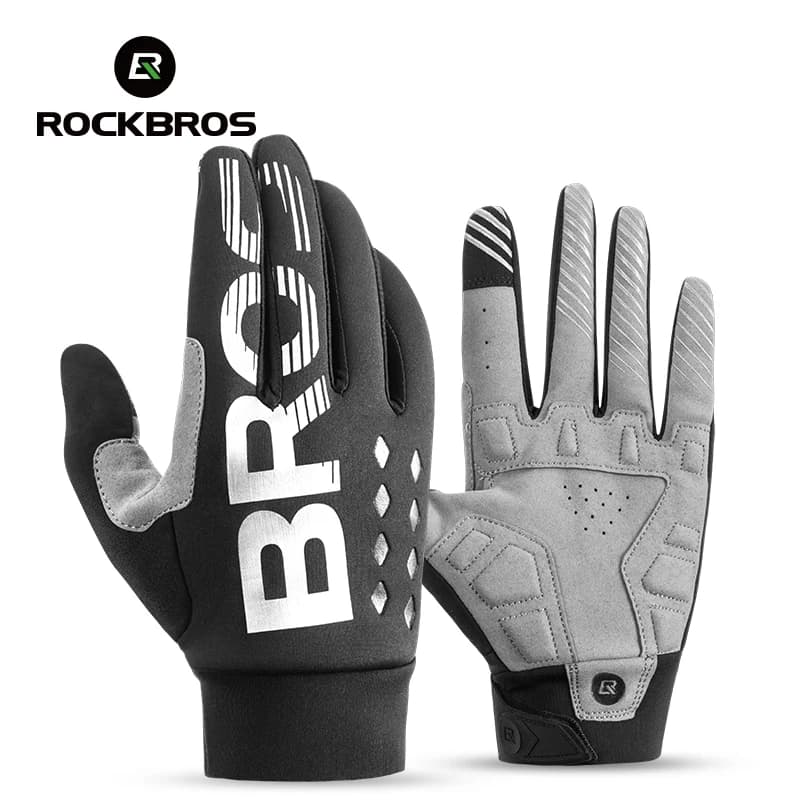 Gants vélo ROCKBROS épais SBR anti-chocs thermiques longs hiver automne pêche sport cyclisme