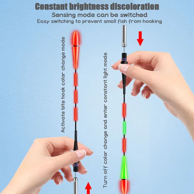 Flotteur lumineux LED pour pêche de nuit, type bullet court, changement de couleur par induction gravitationnelle