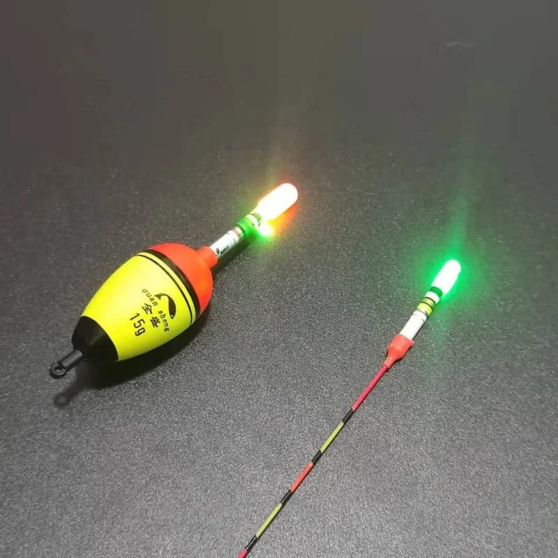 Lot de 5 bâtons lumineux vert et rouge pour pêche de nuit, lampe LED CR322, accessoire