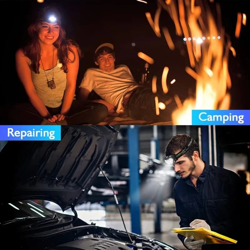 Lampe frontale 9 LED haute luminosité détecteur mouvement pour pêche et camping extérieur