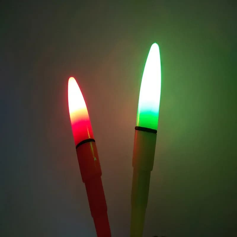 20 pièces lot de bâtons lumineux LED rouge et vert pour pêche de nuit, flotteurs lumineux