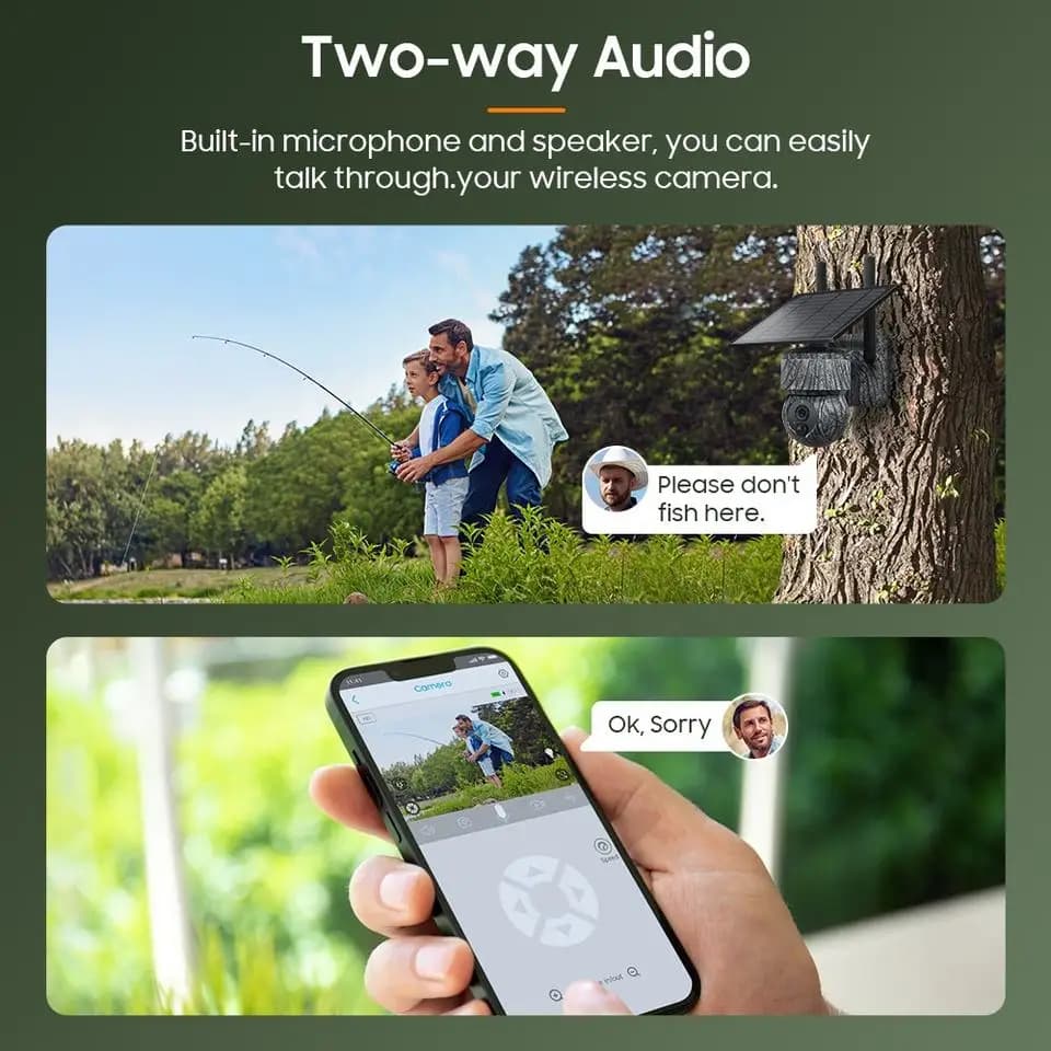 Caméra trail sans fil 4G WiFi solaire avec vue directe alarme détection humaine PTZ pour sécurité chasse