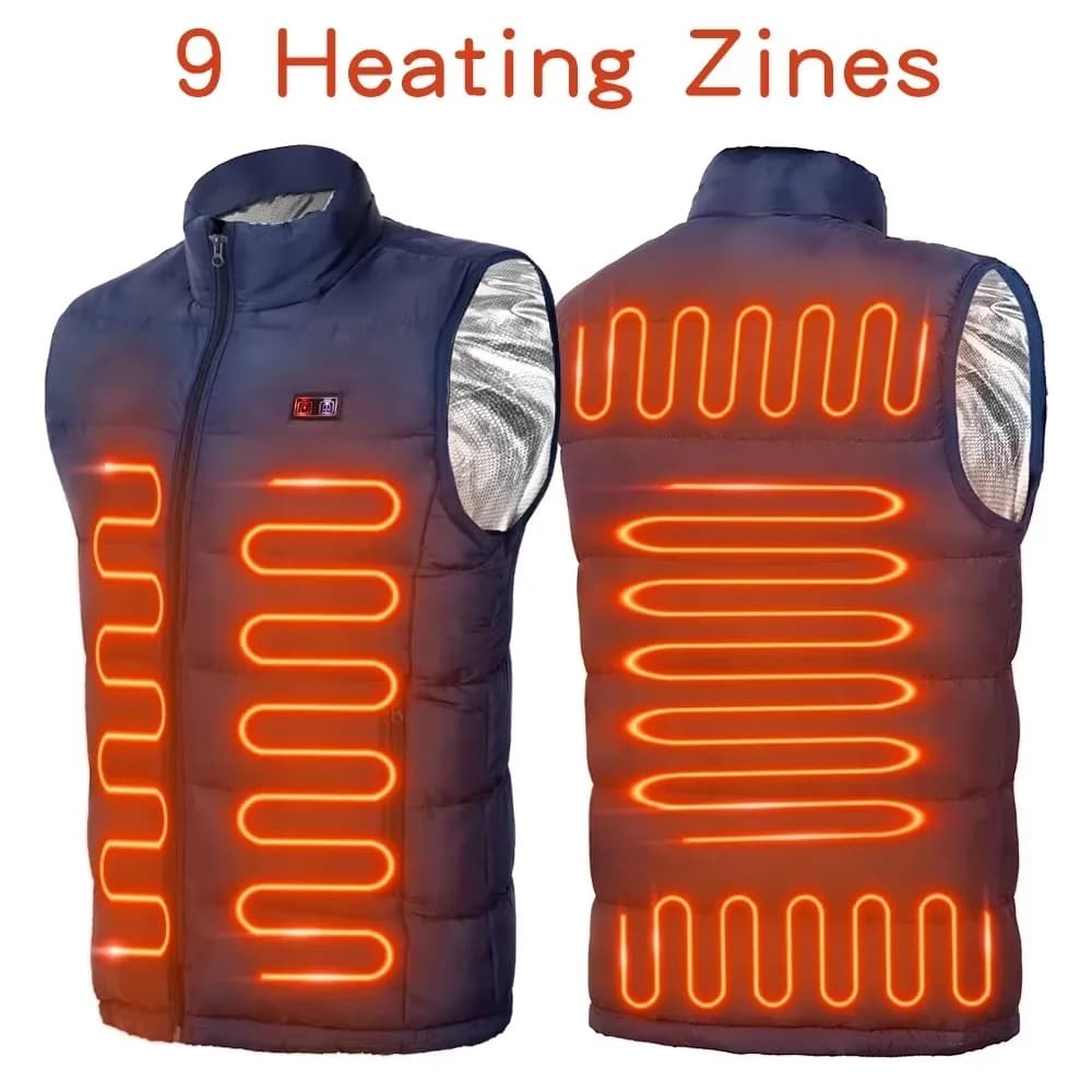 Veste chauffante homme femme 12 zones chauffantes USB pour camping et sport
