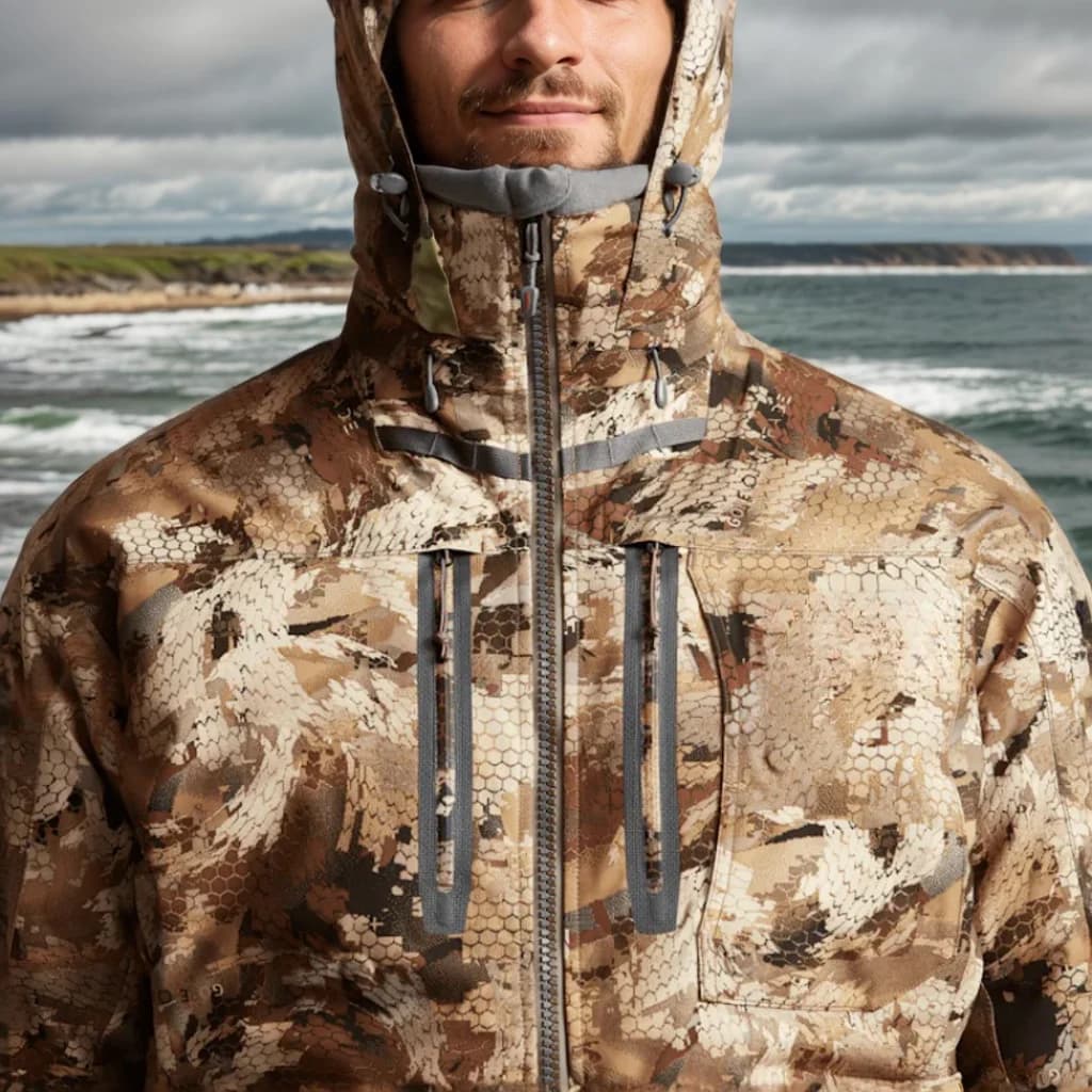 Veste isolée pêche hiver camouflage canard - Manteau chasse Northern Aerolite qualité premium extérieur