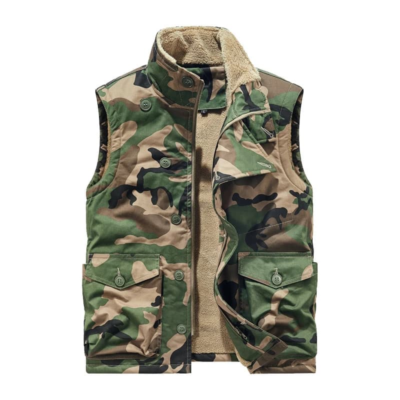Veste polaire homme sans manches hiver militaire 6XL, col montant matelassé coupe-vent tactique