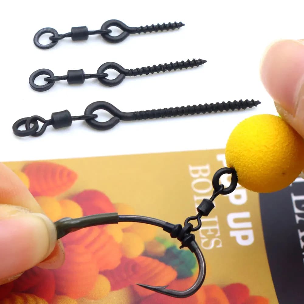10 pièces accessoires pêche carpe - Émerillons roulants et vis pour bouillettes pop-up
