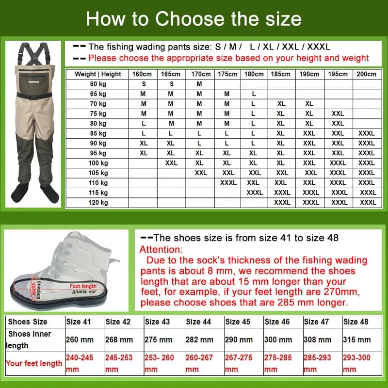 Waders de pêche à la mouche avec semelle feutre et chaussures roche - Combinaison complète imperméable