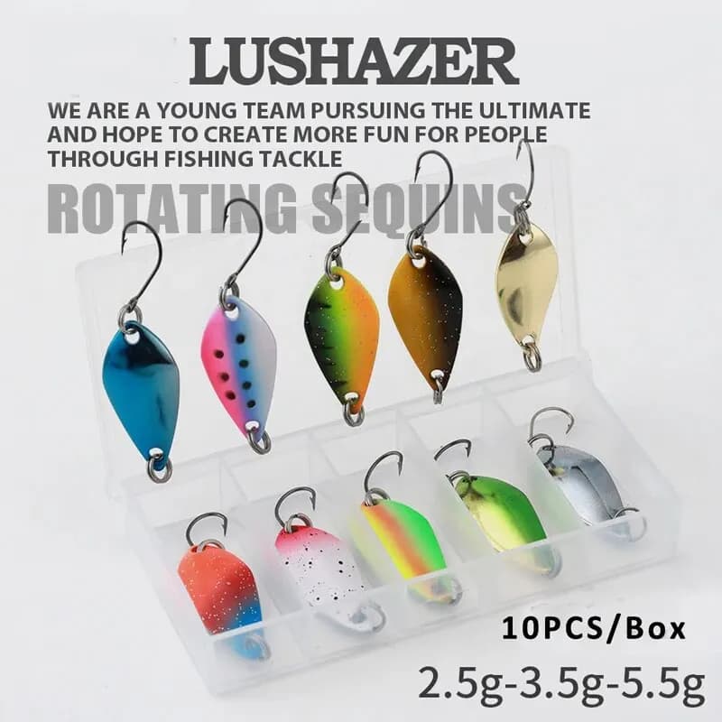 Kit de pêche leurres cuillères métal 2.5g à 5g pour truite et perche, set spinner et wobbler