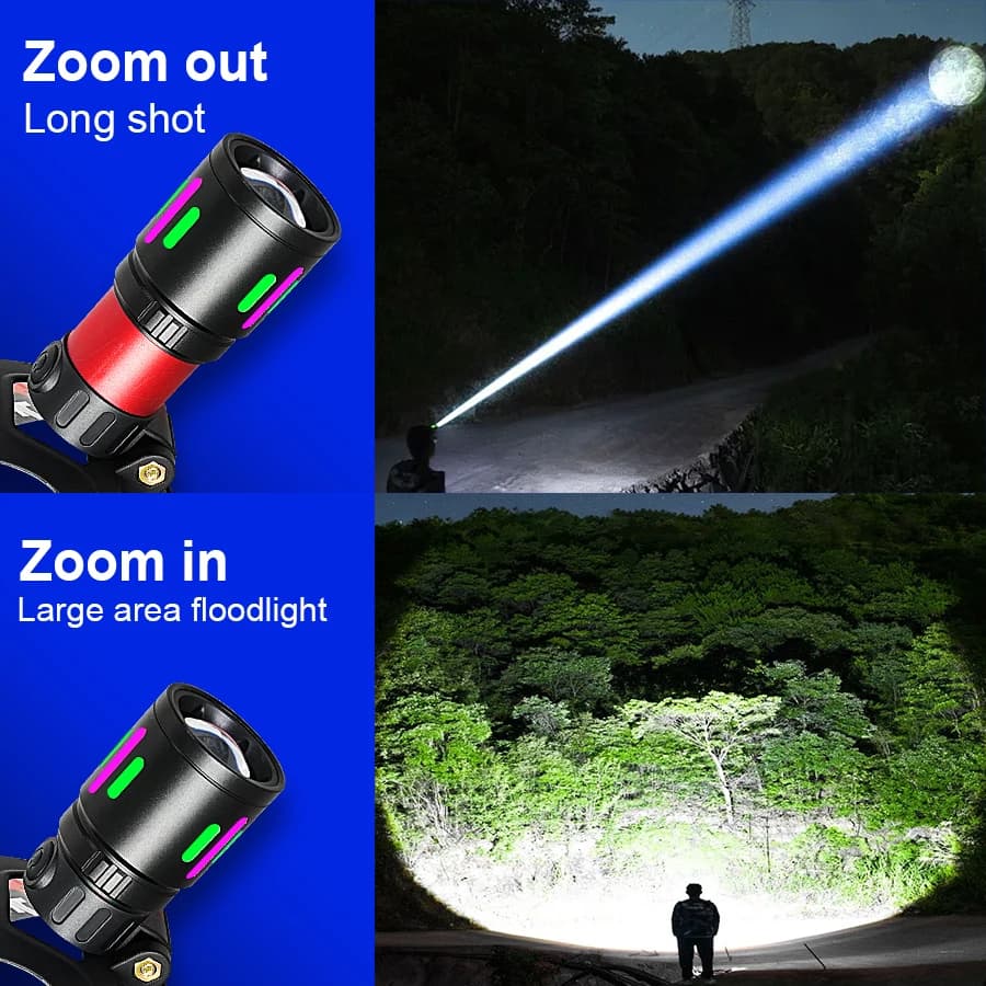 Lampe frontale ultra lumineuse 1000000LM laser longue portée pêche nocturne randonnée