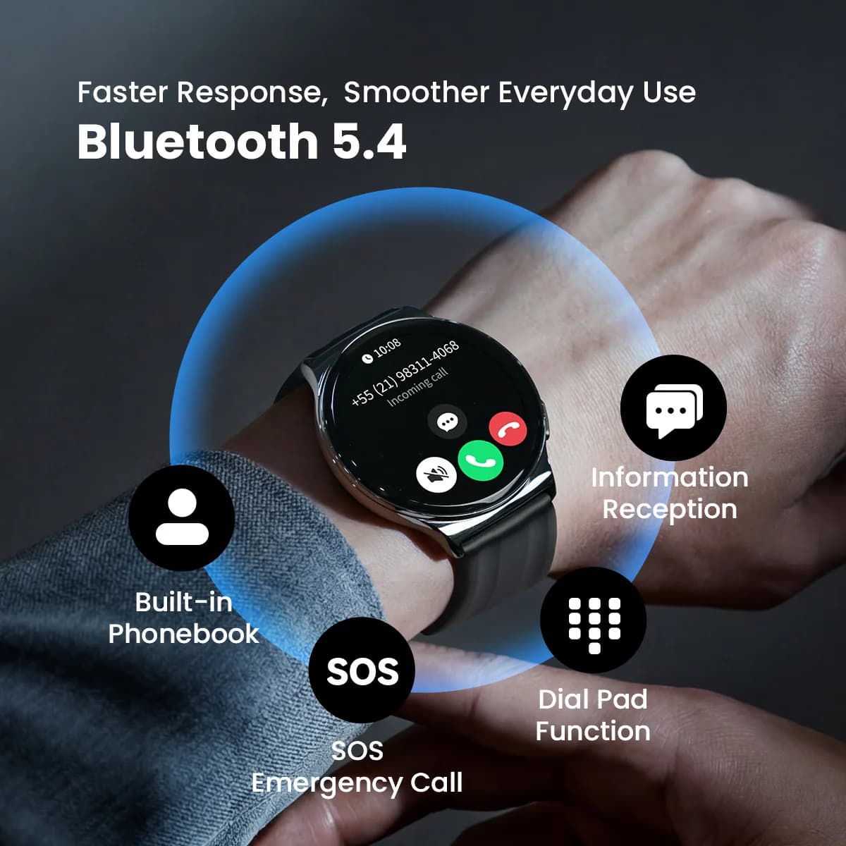 Montre HAYLOU Solar Lite 2 - Écran AMOLED 1.43", monitoring santé 24h/24, 150 modes sport, étanche 1ATM