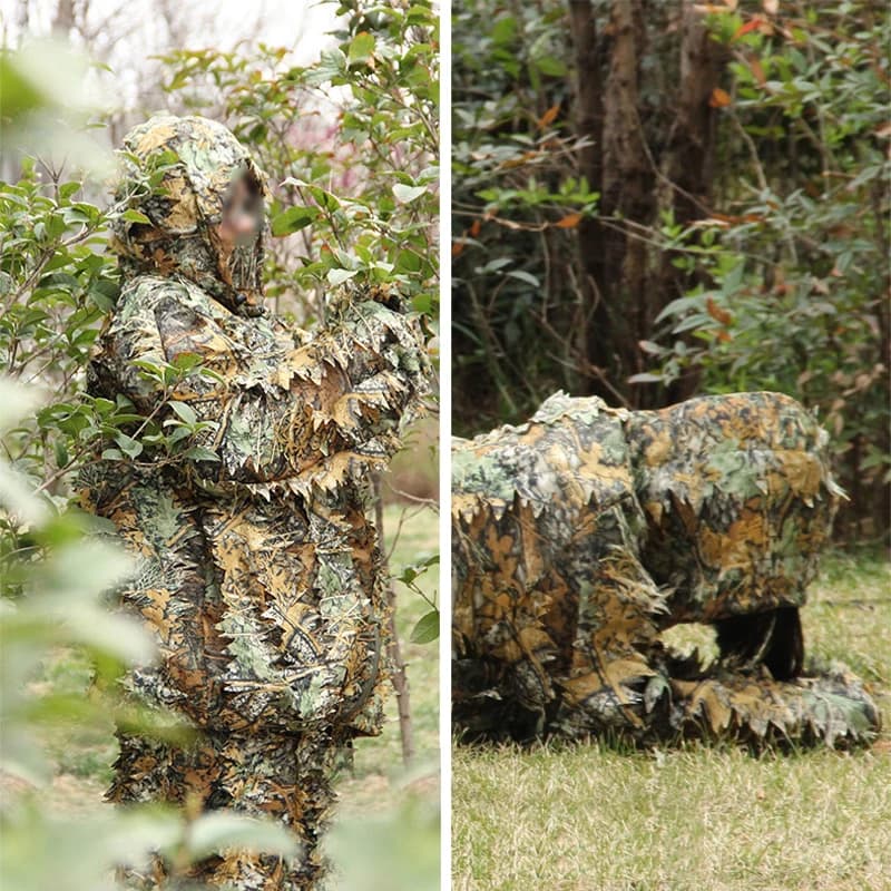 Combinaison camouflage biomimétique feuille d'érable été pour pêche et chasse - Veste et pantalon respirants