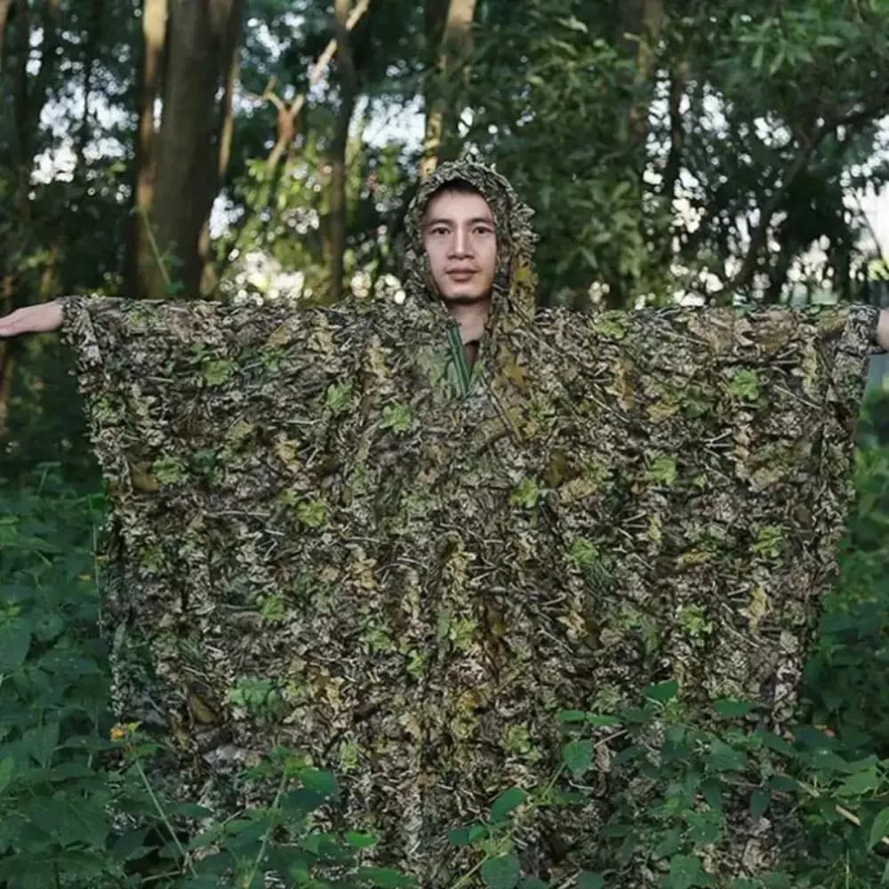 Combinaison Ghillie bionique 3D feuilles camouflage unisexe pêche chasse jungle CS