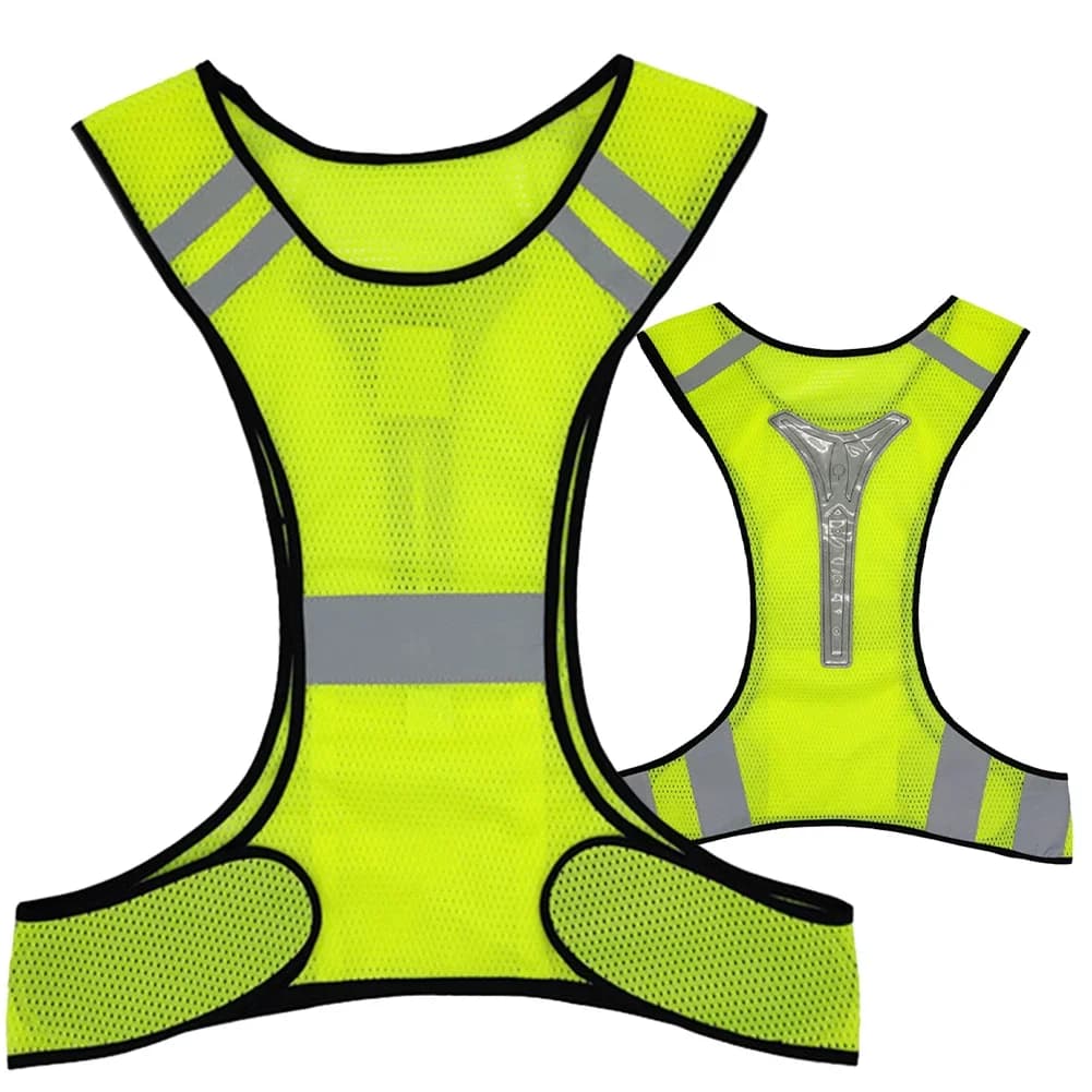 Gilet running haute visibilité nuit respirant - Veste sécurité travail nocturne pêche - Ajustable homme femme
