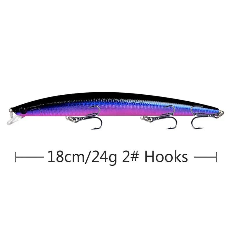 Leurre de pêche Minnow Laser 18cm 24g - Appât artificiel avec hameçons aiguisés pour pêche en mer