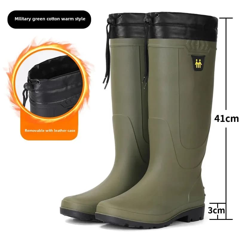 Bottes pluie homme grande taille mode imperméables longue tige polaire haute antidérapant cuisine
