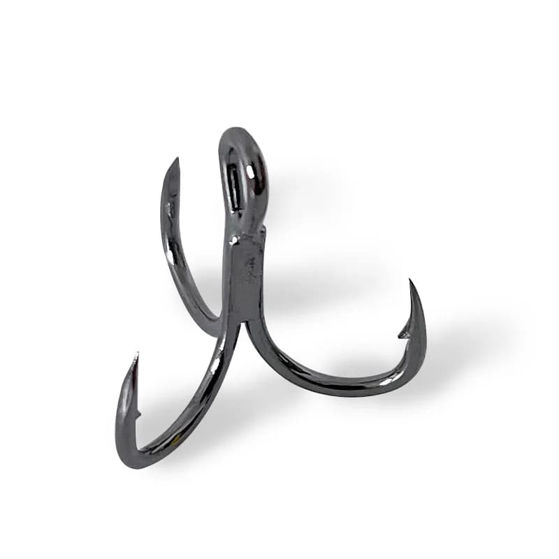 50 hameçons triple ancrage acier carbone noir - Hameçons de pêche ronds ultra-affûtés pour toutes techniques