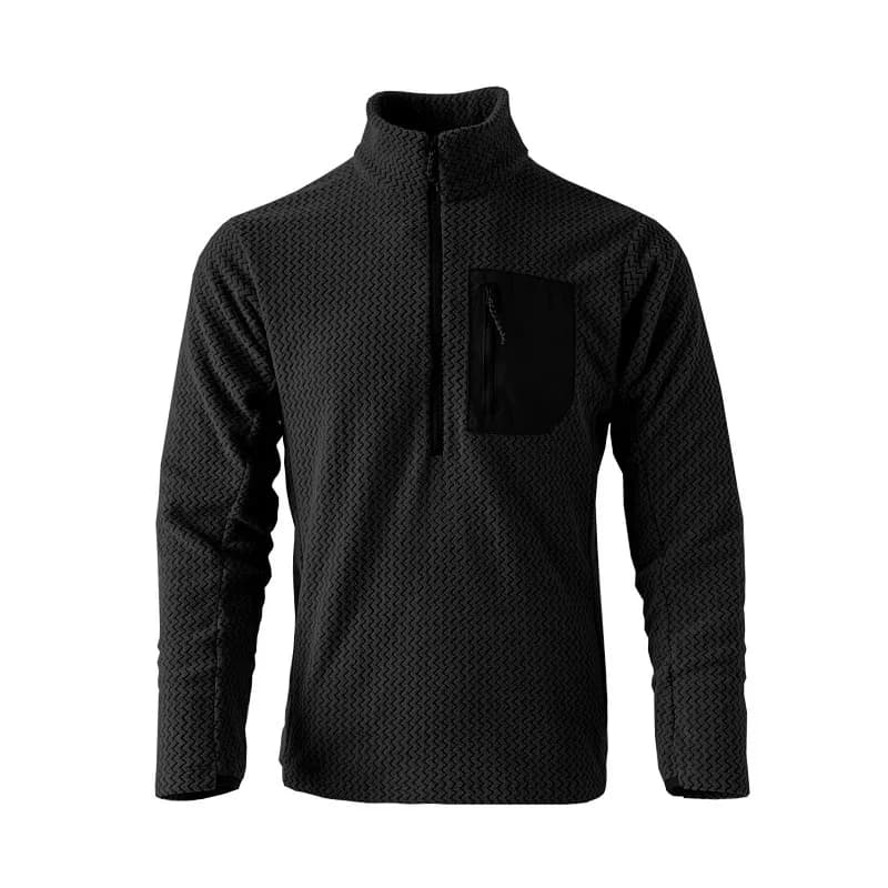 Sweat polaire homme et femme semi-zippé à vague pour pêche sportive confortable