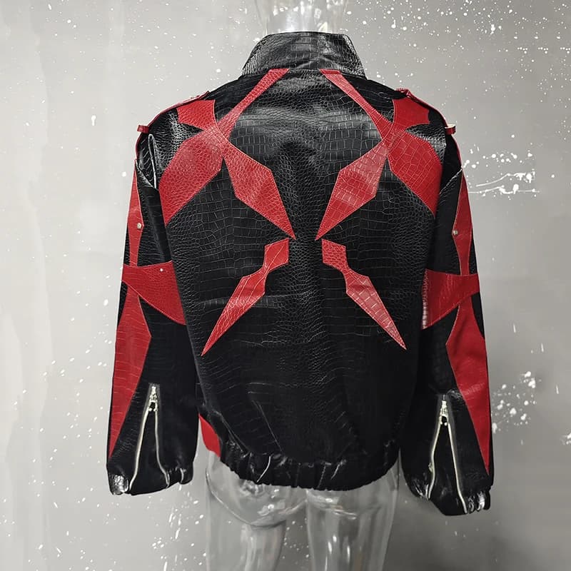 Veste en cuir PU homme 2025 col montant contrasté - Veste fashion pour pêcheurs au style streetwear tendance