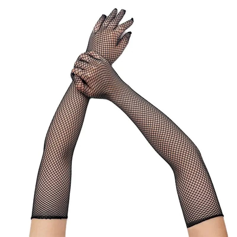 Gants résille pêche transparents élastiques longs - Cosplay, scène, performance et mode personnalité