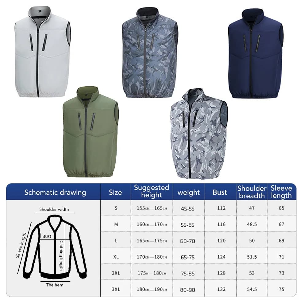 Veste Rafraîchissante USB Rechargeable pour Homme et Femme, Ventilateur Intégré pour Sport et Travail