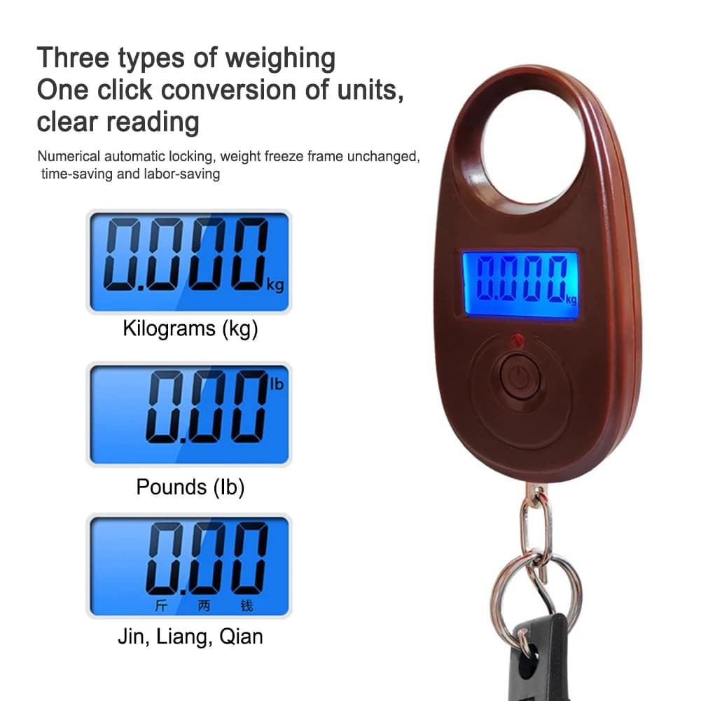 Mini balance digitale suspendue 40kg avec pince poisson - Balance pêche légère portative pour extérieur et voyage