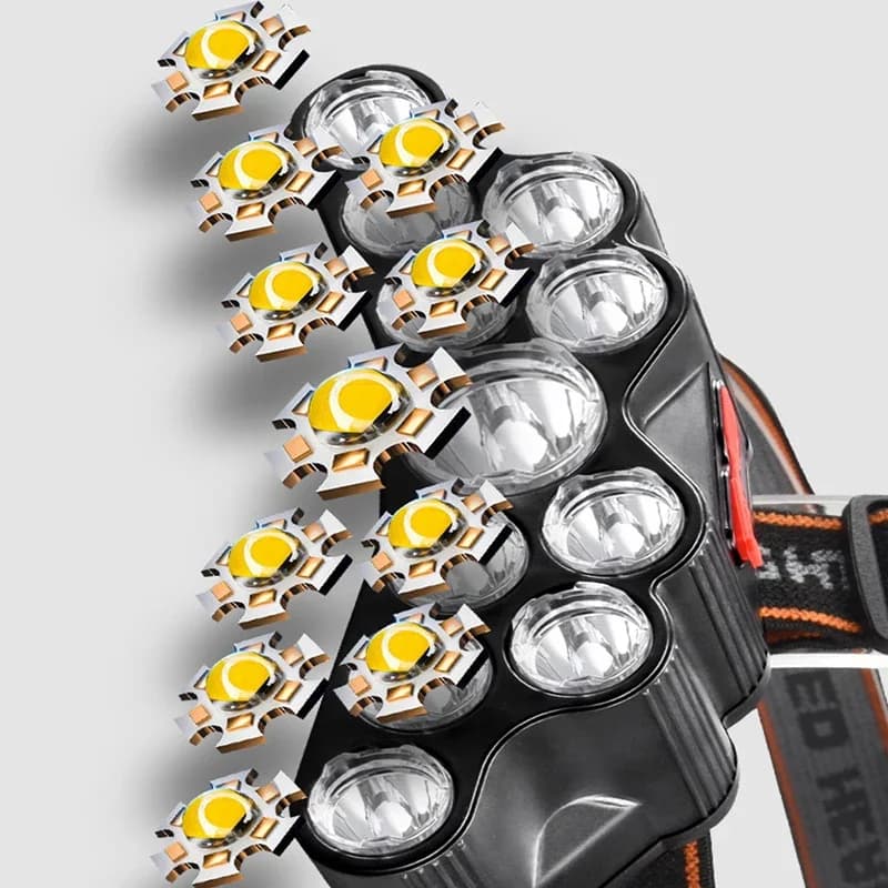 Lampe frontale 5/11 LED puissante rechargeable USB avec batterie 18650 pour pêche et extérieur - Lanterne frontale