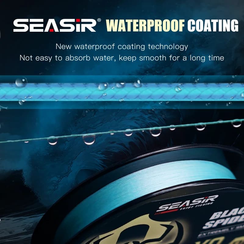 Ligne de pêche tressée SEASIR P-Series Black Spider PE 8, haute résistance 16-46Lb, 150m pour pêche sportive