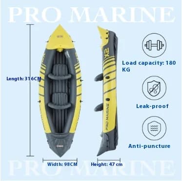 Kayak gonflable double INTEX K2 PVC épais - Bateau pêche rafting avec sièges confortables