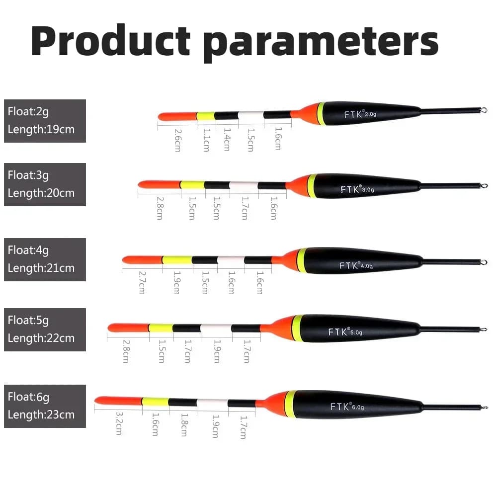 Set flotteurs pêche Barguzinsky 5 pièces 2g-5g - flotteurs verticaux professionnels pour pêche précise