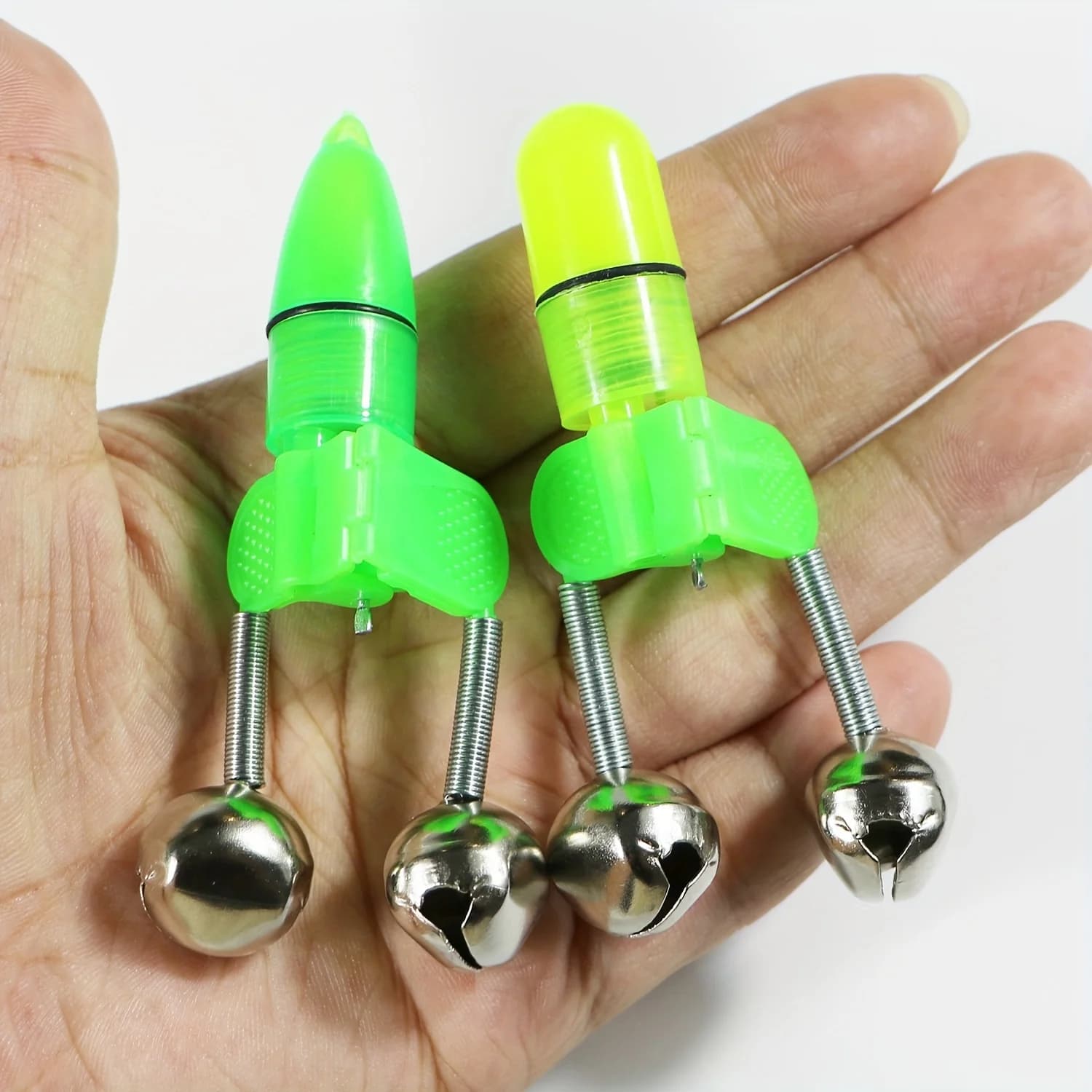 Sonnettes d'alarme de touche LED pour canne à pêche - Indicateur lumineux pour pêche nocturne avec double clochette
