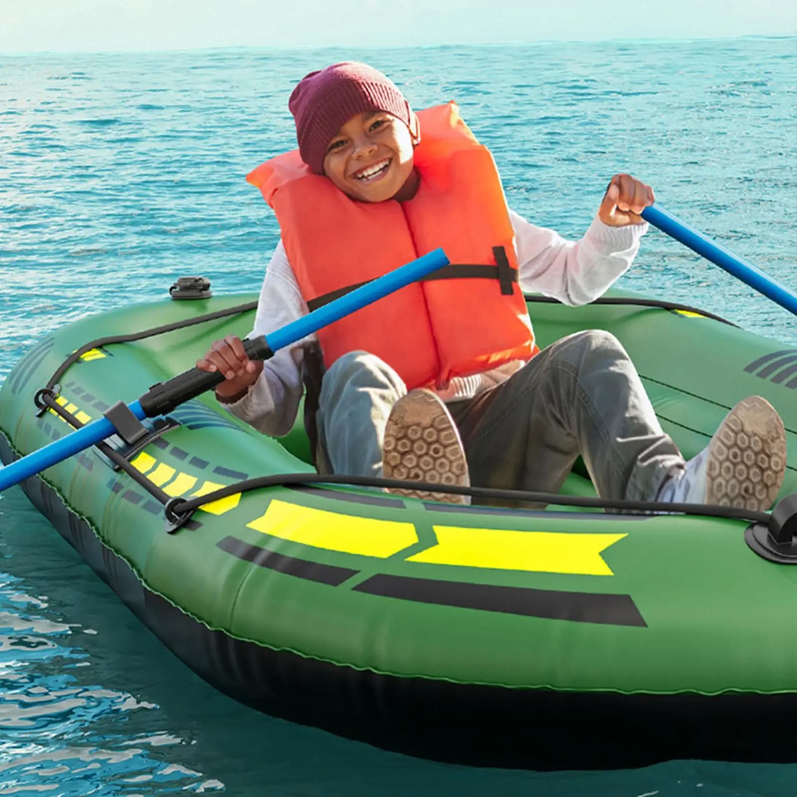 Canoë pêche gonflable polyvalent - Bateau rafting et pêche portable pour eaux calmes et rivières