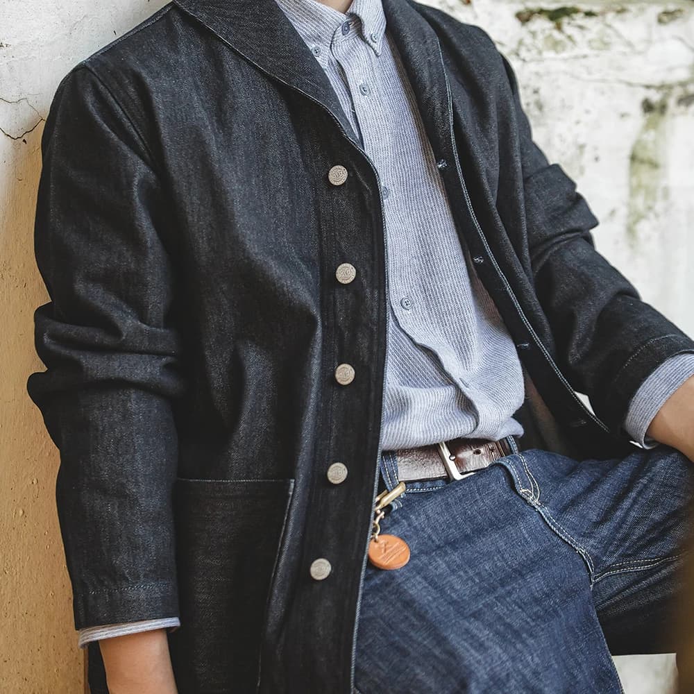 Veste denim lavé vintage homme - Workwear coton pour pêche décontractée et chasse