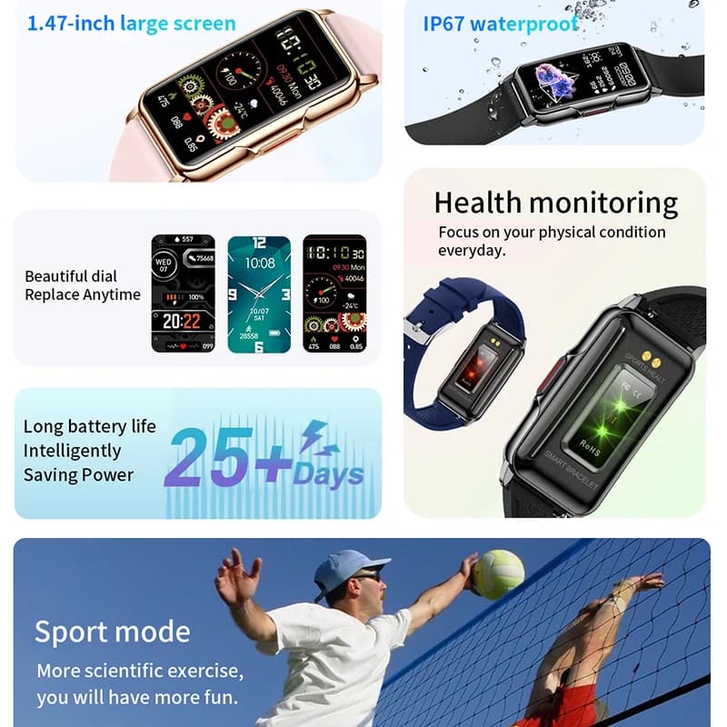 Montre connectée femme homme ChiBear étanche cardio fréquence monitoring 20 modes sport iOS Android