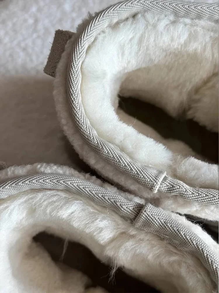 Snow Boots BEAUTODAY cuir vache - Semelle épaisse fourrure chaud pêche hiver